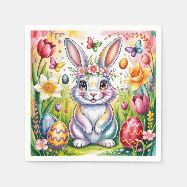 Färgrik påskkelillustration med krona  pappersservett (Framsidan)