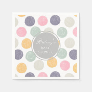 färgrik pastell baby shower monogram pappersservett