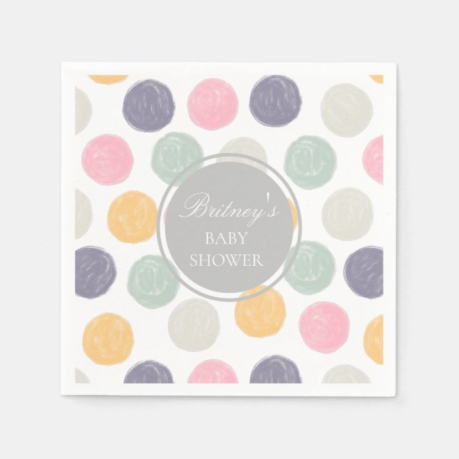 färgrik pastell baby shower monogram pappersservett (Framsidan)