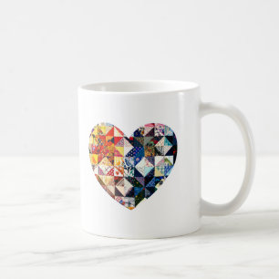 Färgrik Patchworktäckehjärta Kaffemugg
