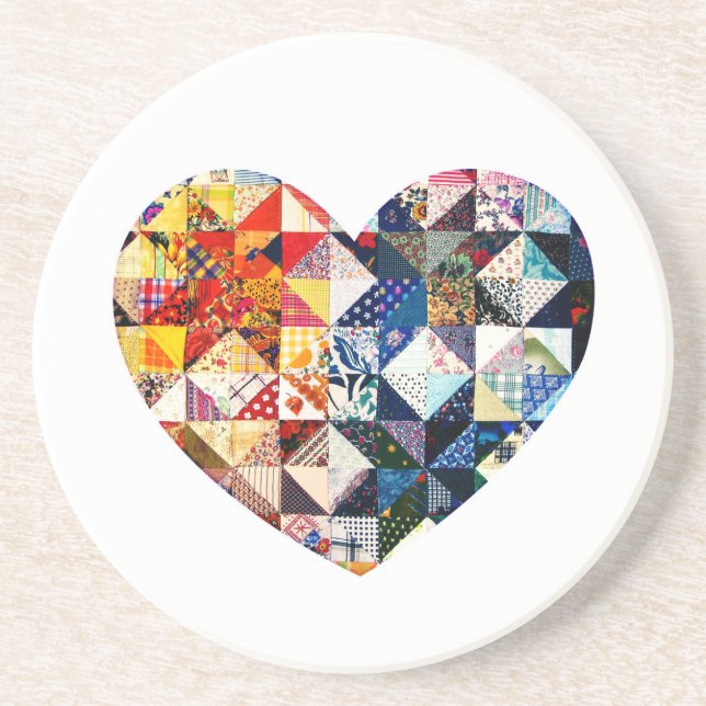 Färgrik Patchworktäckehjärta Underlägg Sandsten (Framsidan)