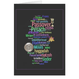 Färgrik Pesach ord och symbolkort Hälsningskort