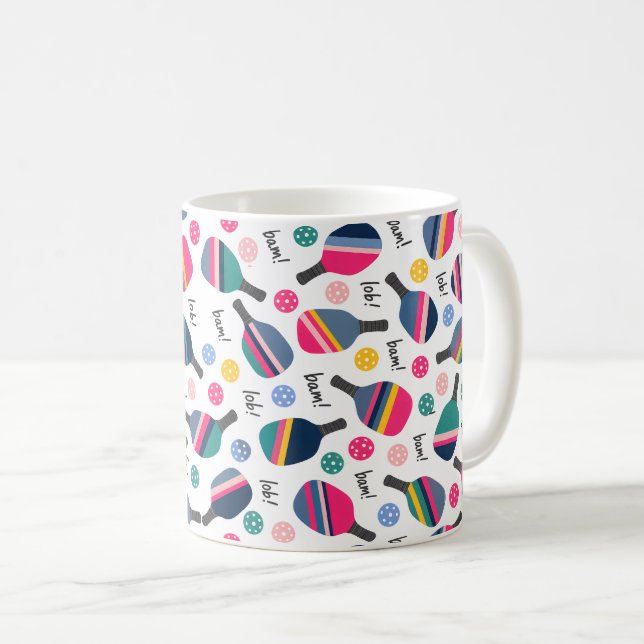 Färgrik Pickleball-mönster Kaffemugg (Framsida höger)