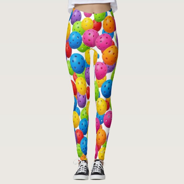 Färgrik Pickleball-mönster Leggings (Framsida)