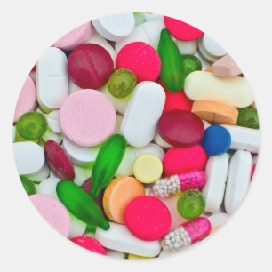 Färgrik pillsanpassningsbarprodukt runt klistermärke