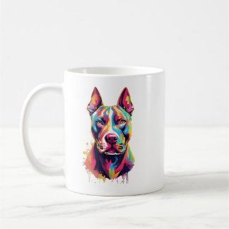 Färgrik Pitbull-mugg – Livlig Popkonst Hunddesign Kaffemugg