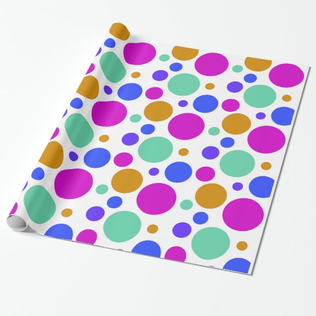 Färgrik polka dots presentpapper (Utrullad)