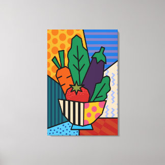 Färgrik Pop Art Grönsakstavla | Retro Kök Canvastryck