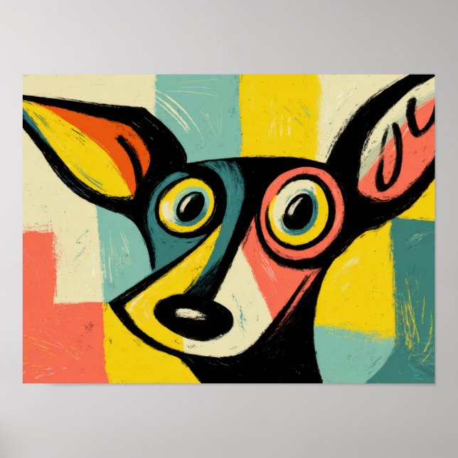 Färgrik Pop Art Hundporträtt Poster (Framsidan)