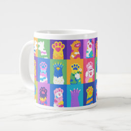 Färgrik Pop Art Kattpaw Rutig Design Jumbo Mugg