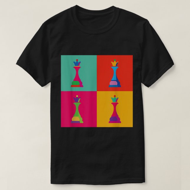 Färgrik Pop Art Schackdrottning T Shirt (Design framsida)