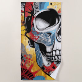 Färgrik Pop Art Skalle Grafisk Illustration