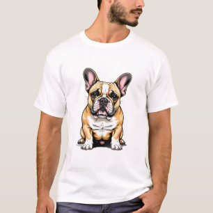 Färgrik porträtt av fransk bulldogg t shirt