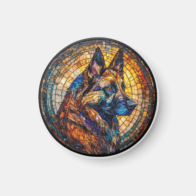 Färgrik porträtt av tysk schäferhund magnet (Framsidan)