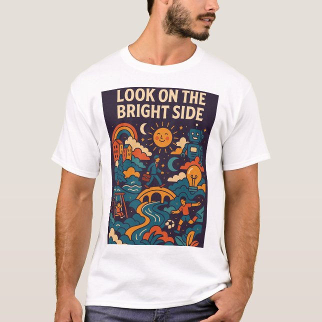 Färgrik Positiv Livsillustration T Shirt (Framsida)