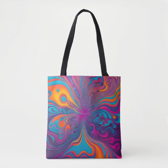 Färgrik Psychedelia Airbrush Art Toteväska Tygkasse (Framsida)