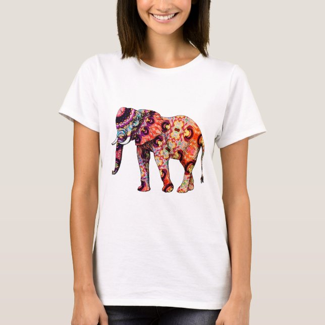 Färgrik Psychedelic elefant för art déco Tee Shirt (Framsida)