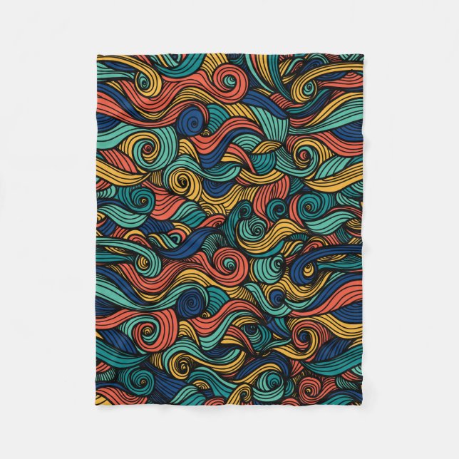 Färgrik Psychedelisk Våg Mönster Fleecefilt (Framsidan)