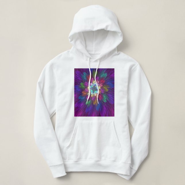 Färgrik psykedelisk blom abstrakt fraktal konst t shirt (Design framsida)