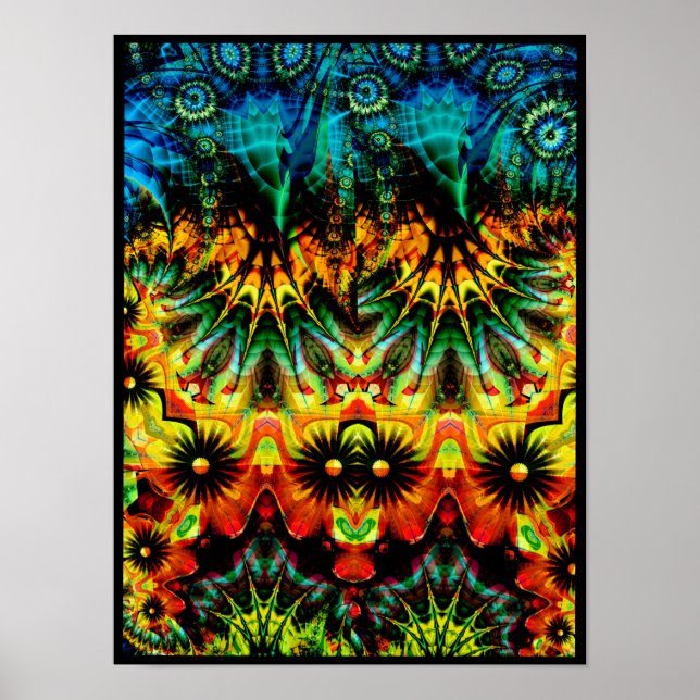 Färgrik Psykedelisk Symmetrisk Abstrakt  Poster (Framsidan)