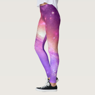 Färgrik purpurfärgad damasker för galaxkonstver leggings