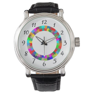 Färgrik pusseldesign armbandsur