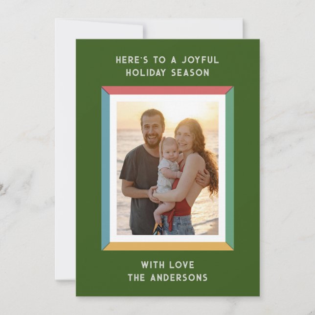 Färgrik ram med stora hälsningar julkort (Framsida)