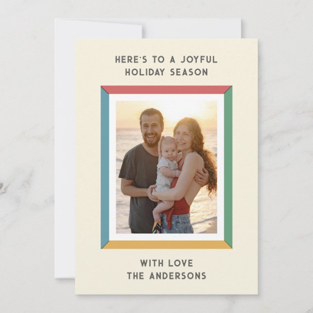 Färgrik ram med stora hälsningar julkort (Framsida)