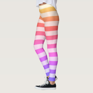 Färgrik randig mönsterdamasker leggings