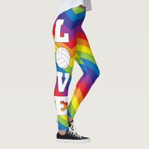 Färgrik regnbåge färgad volleybollkärlekdamask leggings