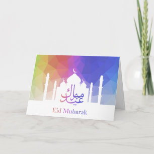 Färgrik regnbåge Polygonal Eid - hälsningkort Helgkort