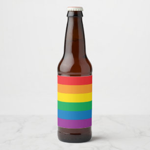 Färgrik regnbågedesign för pride   ölflaska etikett