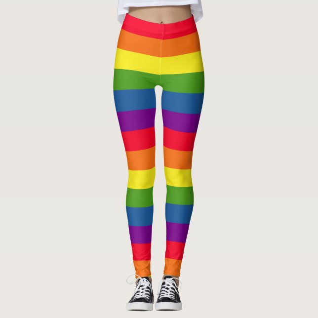 Färgrik regnbågeflaggagay pride leggings (Framsida)