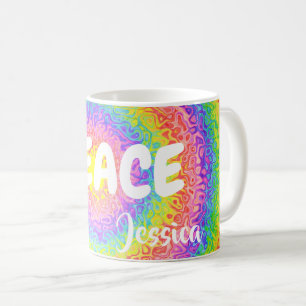 Färgrik regnbågefredpersonlig kaffemugg