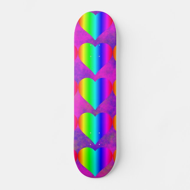 Färgrik regnbågehjärtaroligt tonåring flickaktigt skateboard bräda 19,5 cm (Framsida)