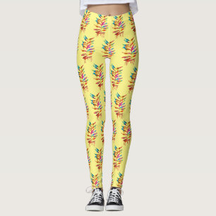 FÄRGRIK REGNBÅGS KONST BLAD LEGGINGS