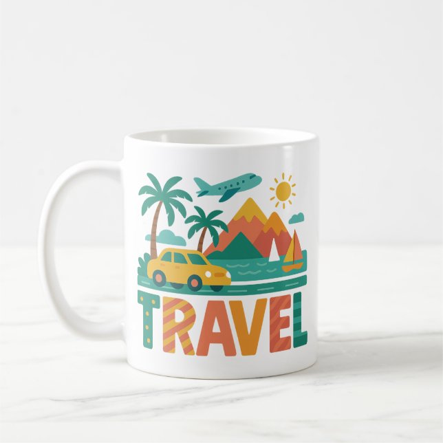 Färgrik Resa Semester Äventyr Kaffemugg (Vänster)