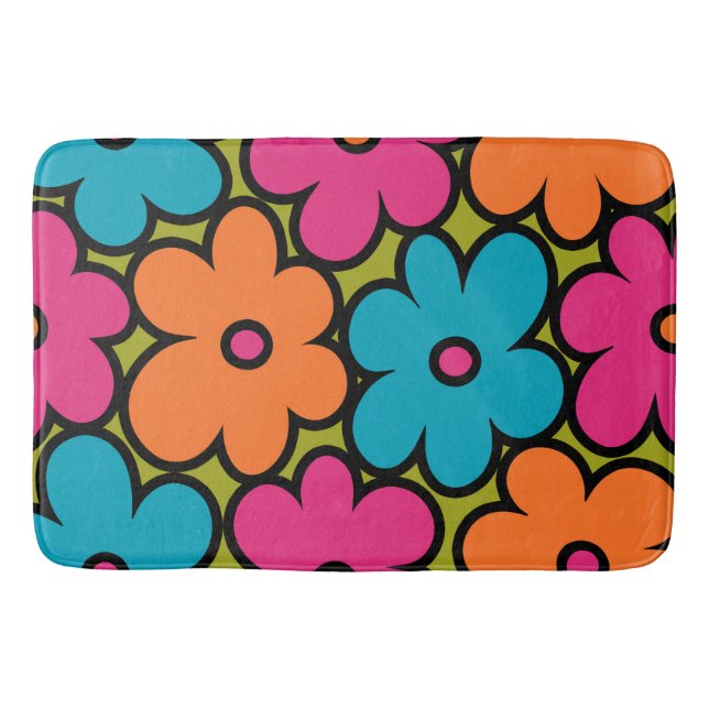 Färgrik Retro Blommig Mönster Badrumsmatta (Framsidan)