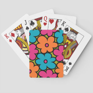 Färgrik Retro Blommig Mönster Casinokort