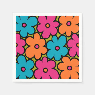 Färgrik Retro Blommig Mönster Pappersservett