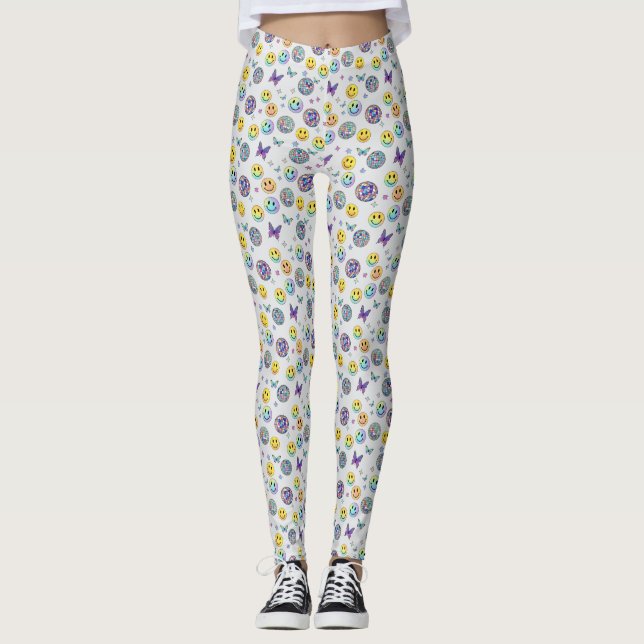 Färgrik Retro Diskomönster Leggings (Framsida)