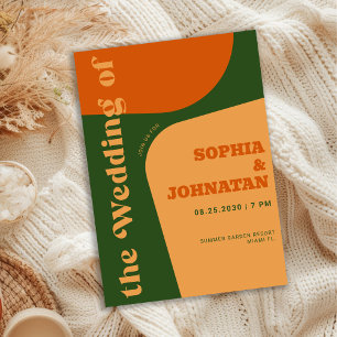Färgrik retro djärv typografi bröllop inbjudningar