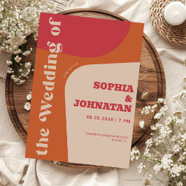 Färgrik retro djärv typografi bröllop inbjudningar