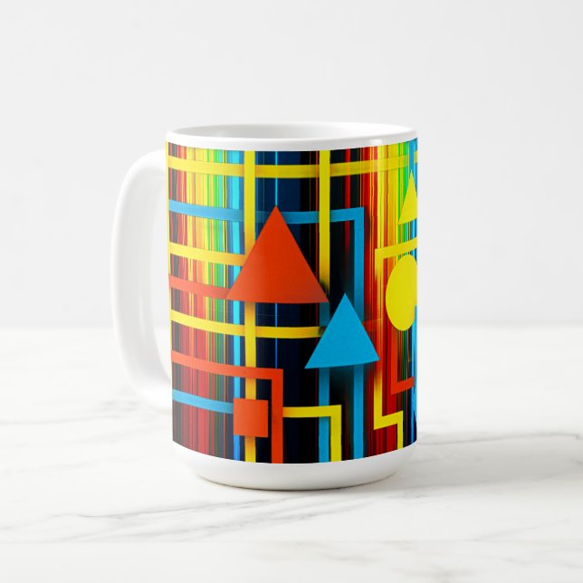 Färgrik Retro Geometrisk Abstrakt Kaffemugg (Framsida vänster)