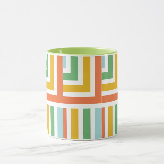 Färgrik Retro Geometrisk Mönster Mugg – Anpassning (Center)