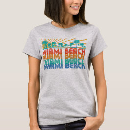 Färgrik Retro handflatanMiami Beach Florida T-shirt