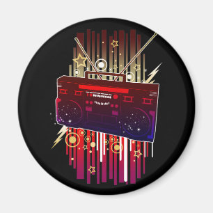 Färgrik Retro Högtalare Konst med Djärva Neon Musi Magnet