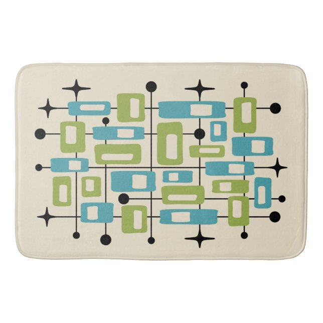 Färgrik Retro Mid Century Modern Atomisk Abstrakt Badrumsmatta (Framsidan)