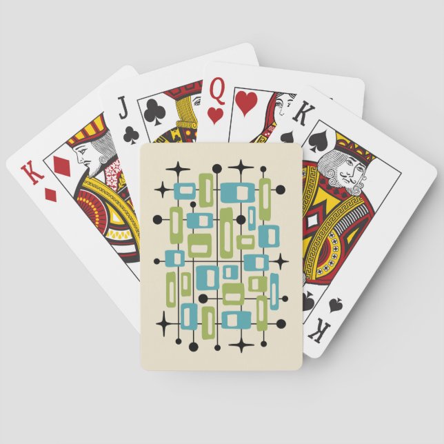 Färgrik Retro Mid Century Modern Atomisk Abstrakt Casinokort (Baksidan)
