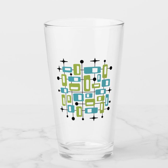 Färgrik Retro Mid Century Modern Atomisk Abstrakt Glaskopp (Framsida)